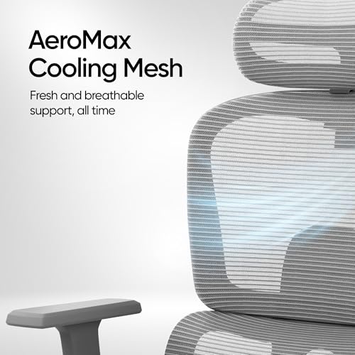 Frido AeroMesh Ergo Chair, Adjustable Armrests & Headrest, Lumbar Support, Breathable Mesh Back Fabric, Customizable Seat Depth & Height, Office... - Image 7