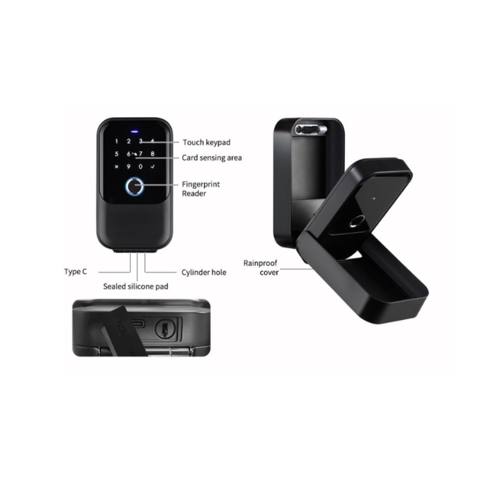 Cerraduras de puerta Smart Key Lock Box – Reconocimiento avanzado de huellas dactilares, control TTLock, llaves manuales, tarjeta de acceso – Resistente a la intemperie, inteligente (versión TTLock)