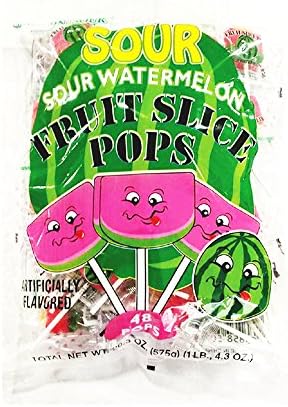 Sumthin' Sour Watermelon Fruit Slices Sour Pops - 48 Count