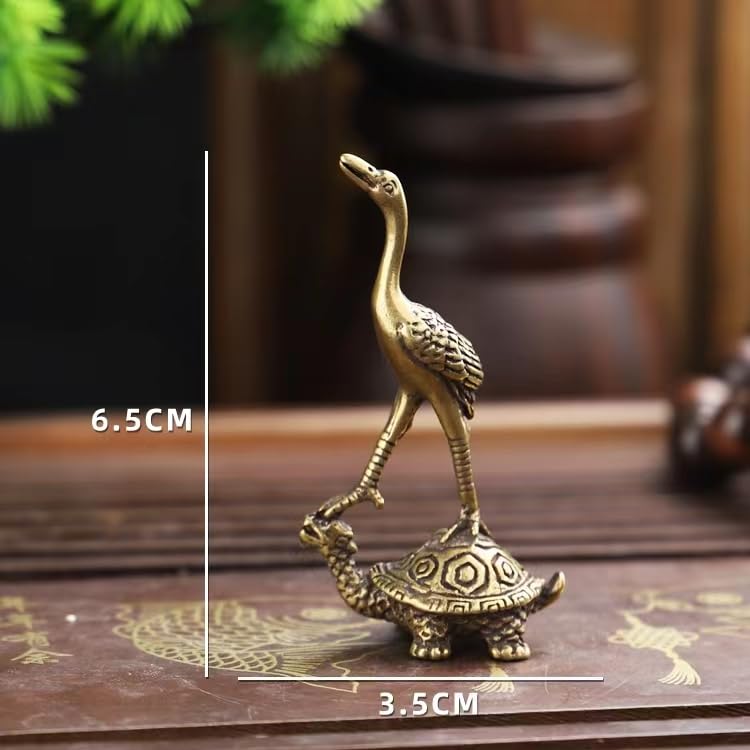 Antique Miscellaneous Solid Brass Dragon Turtle, Fairy Crane, Tea Pet Small Ornaments, Turtle Crane, Yannian Antique Bronze Carvings, Old Items
