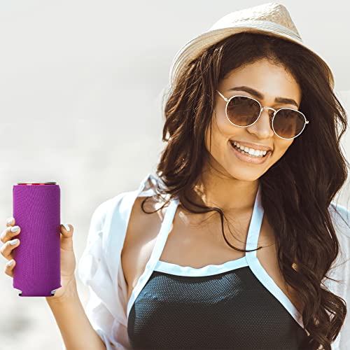 Image of Slim Can Cooler Sleeve 12 Pack - Blank Neoprene Insulated Can Coolers for 12 oz Skinny Beer & Soda Cans - Sublimation Ready Drink Sleeves for Heat Press, Custom Printing & Party Favors (Purple)