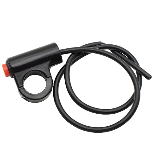 Miniatura 4 de Interruptor de luz de advertencia de montaje de barra de manillar de motocicleta de 78 "Interruptor de manillar ON-OFF Botón rojo aleación alúnico