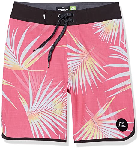 Quiksilver Boys' Surfsilk Scallop YTH 17 Boardshort Swim Trunk, Shocking Pink, 23/10S