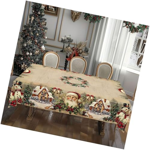 Nappe de Noël résistante aux déversements et plis, nappe de table rectangulaire en polyester - 6