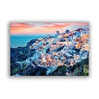 Tableau Sur Toile Tulup 100x50cm - Santorin, Grèce, Impression Moderne, Décoration Murale
