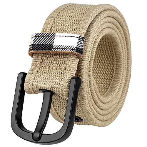 moonsix Canvas Grommet Belts for Men Women, Single Hole Metal Buckle Casual Solid Web Belt Durable Adjustable