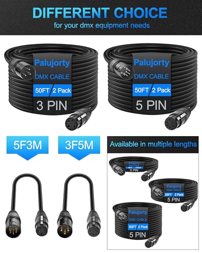 Câble DMX 5 broches 3m de qualité supérieure lot de 2 pour console éclairage