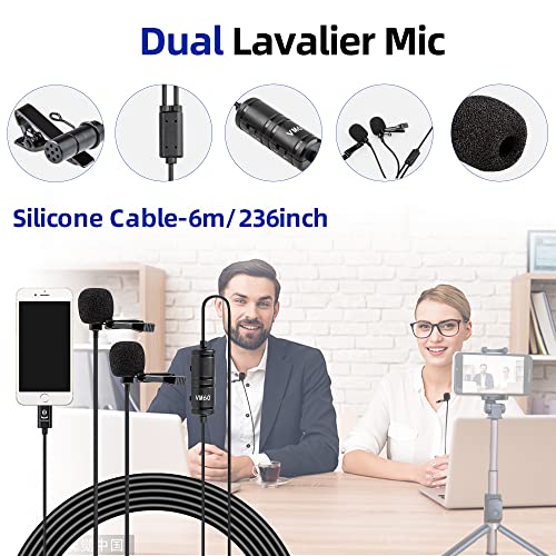 Dual Lavalier Mikrofon Kompatibel mit iPhone 12/11/11 Pro/8/8 Plus, iPhone X/XS/XR, 236''/6m Doppelkopf Omnidirectional… – Bild 7