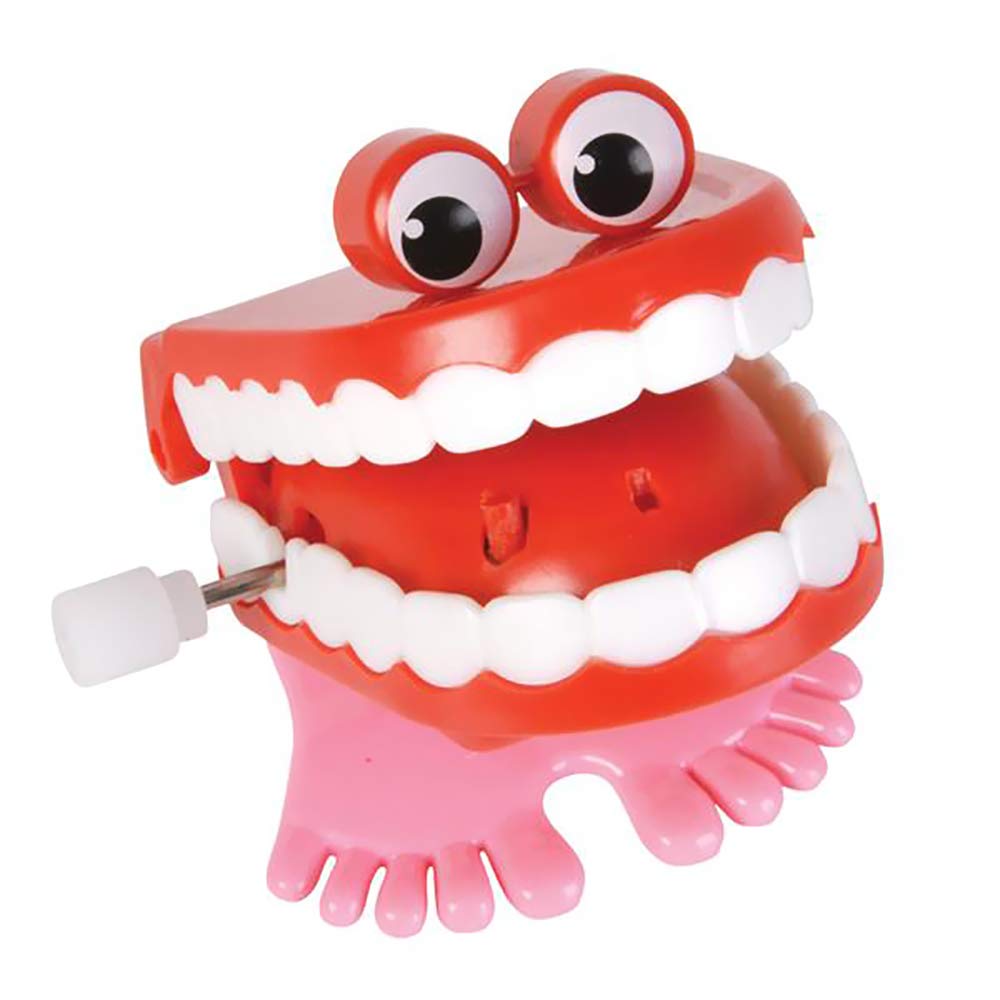 The Dreidel Company Wind Up Teeth Chomping & Chattering Teeth with Googly Eyes Toys for Kids Birthday Party Favors, Novelty and Gag Gifts, 1.75