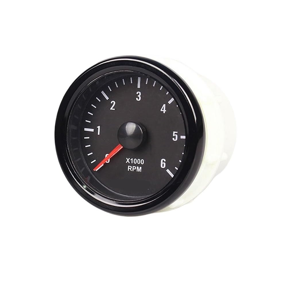 Contachilometri digitale Contagiri elettrico da 2" 52 mm, 0-6000 giri/min, retroilluminazione bianca, per cilindri da 1 a 20, per motore per diesel da 12 V