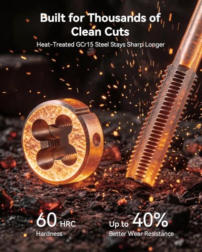 Image of OMT SAE Tap and Die Set, Thread Repair and Cutting Kit with Wrenches