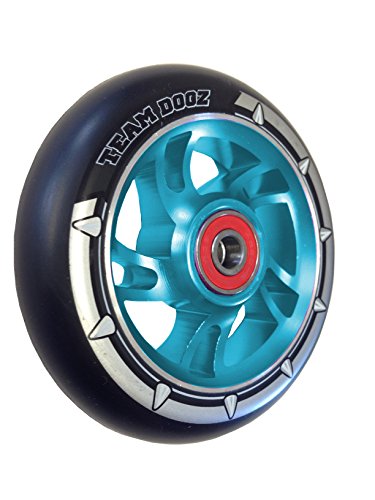 1 x Team Dogz 100mm Espiral Núcleo Aleación & Negro Sintético Infantil Patinete De Acrobacias Individual Rueda De Recambio Para MGP, Romo, Arena, Slamm - Azul Núcleo