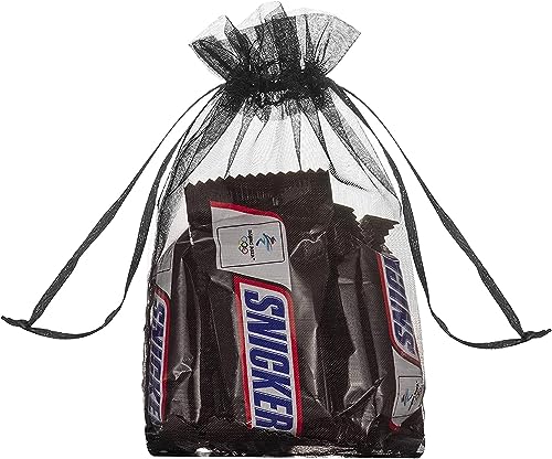 HongyiTime 100PCS Premium Sheer Organza Bags, Black Wedding Favor Bags with Drawstring, 4x6 inches Jewelry Gift Bags for Party, Festival, Makeup Organza Favor Bags,net gift bags,drawstring goody bags2