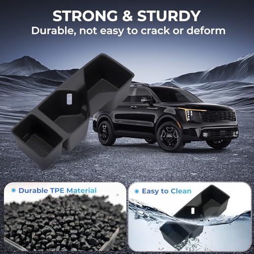 Image of Center Console Cup Holder Inserts for KIA Sorento 2026 2025 2024 2023 2022 2021, Interior Accessories TPE Car Cup Holder for 2021-2026 Sorento, Black