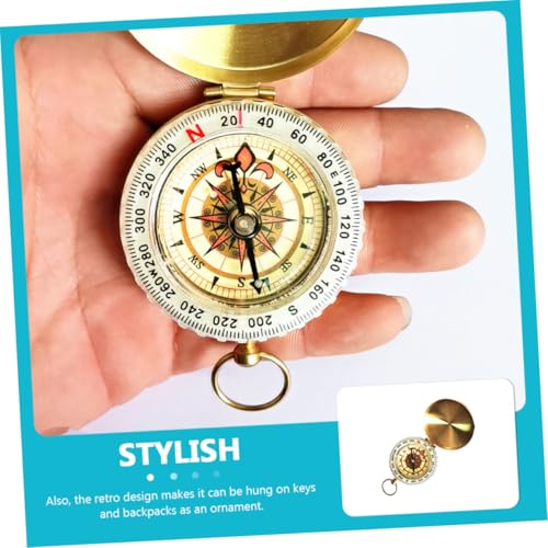 Brújula retro portátil de cobre estilo reloj de bolsillo miniatura 4