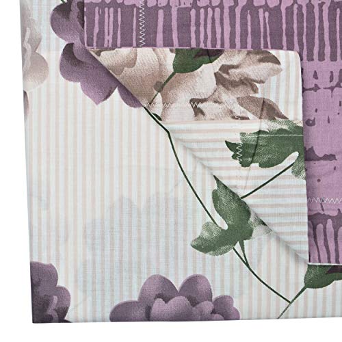Image of Bombay Dyeing Coral Vine Plus Cotton Double Bedsheet with 2 Pillow Covers, Dust (DSN 05)