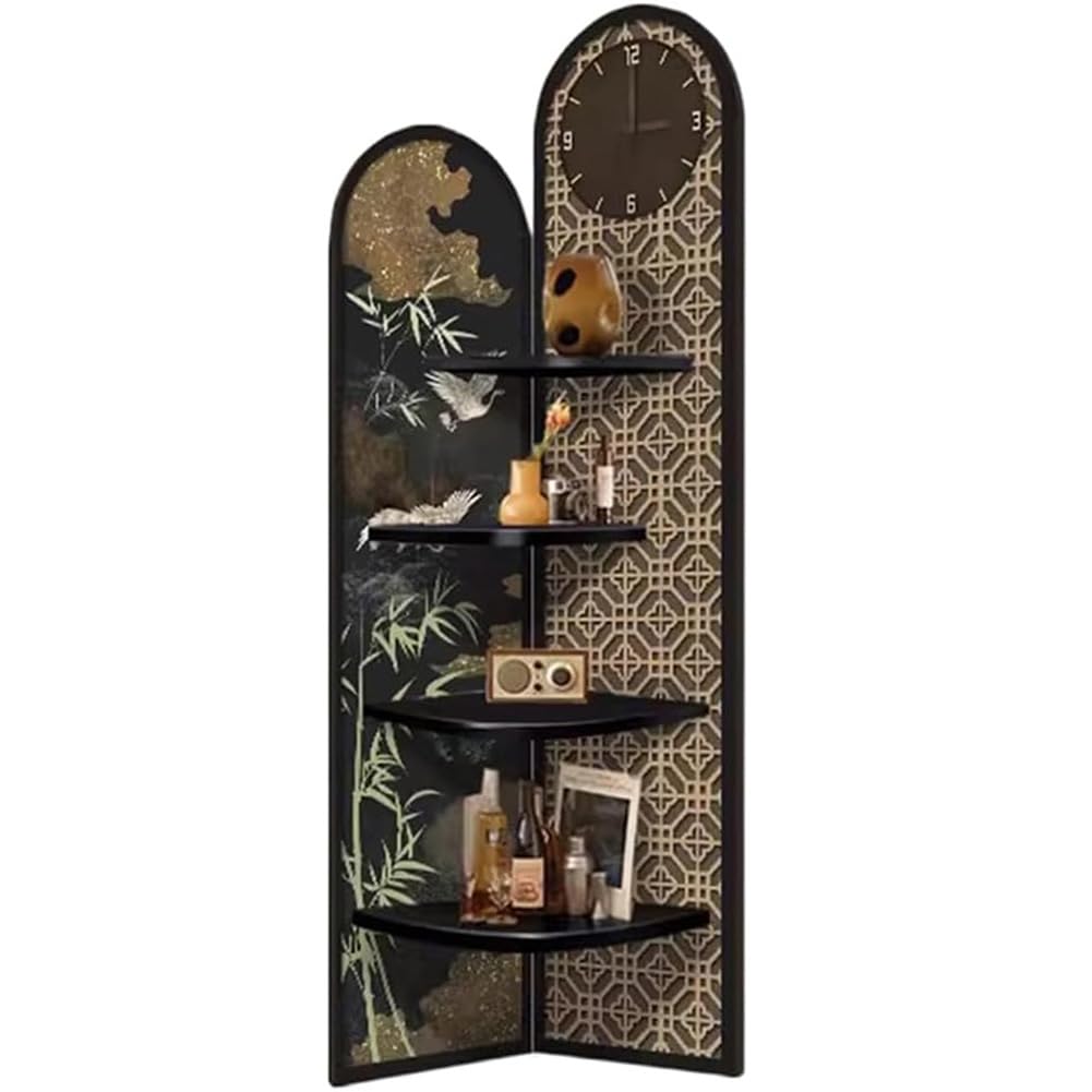 MegLob Rustic Solid Wood Corner Shelving Unit, Modern Large Corner Bookshelf, L-Shaped Open-Shelf Storage Unit; Suitable for Entryways, Living Rooms, And Bedrooms,BB