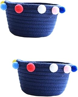 Toyvian 2 Peças Cestas De Armazenamento De Brinquedos Cestas De Corda De Algodão Cesta De Tecido Decoração Nórdica Cesta De Armazenamento De Tecido Decoração De Mesa Cesta De