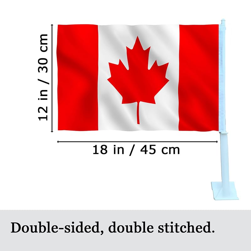 National Car Flag Countries Auto Flag with Window Clip Flagpole Mount Double Sided Printed Car Flags Vehicle Decor (Canada)