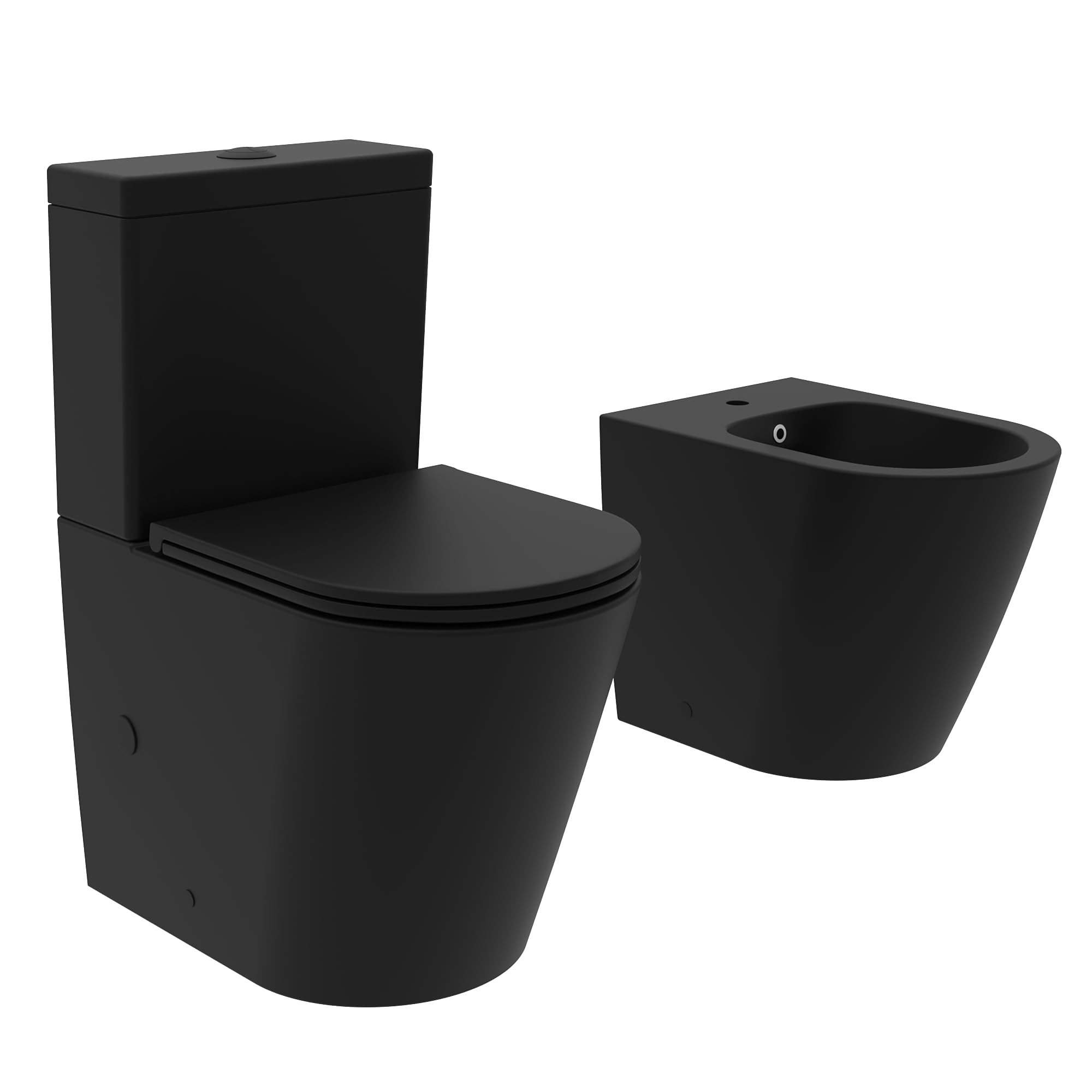Paire de sanitaires Filomuro cuvette monobloc sans bordure et bidet noir mat | Vienna