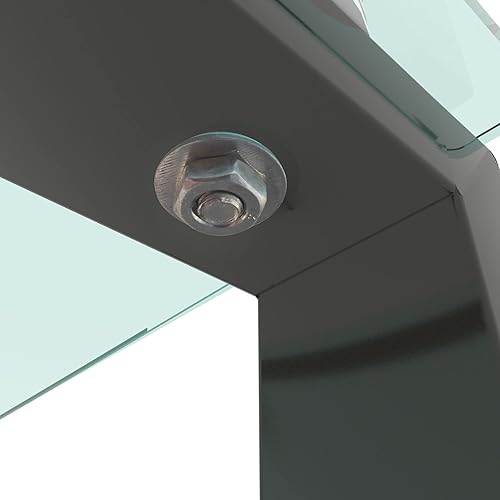 Miniatura 7 de Knocbel Moderna mesa consola de vidrio templado para entrada con marco de metal, sofá rectangular con estante de almacenamiento abierto, 39.4