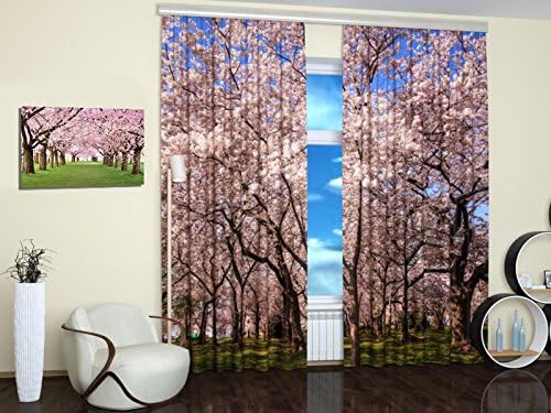 Factory4me Landscape Curtains Pink Dream. Window Curtain Set of 2 Panels Each W42 x L84 Total W84 x L84 inches Drapes for Living Room Bedroom Kitchen