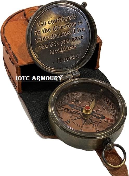 Brújula de latón portátil IOTC ARMOURY 50mm diámetro miniatura 5