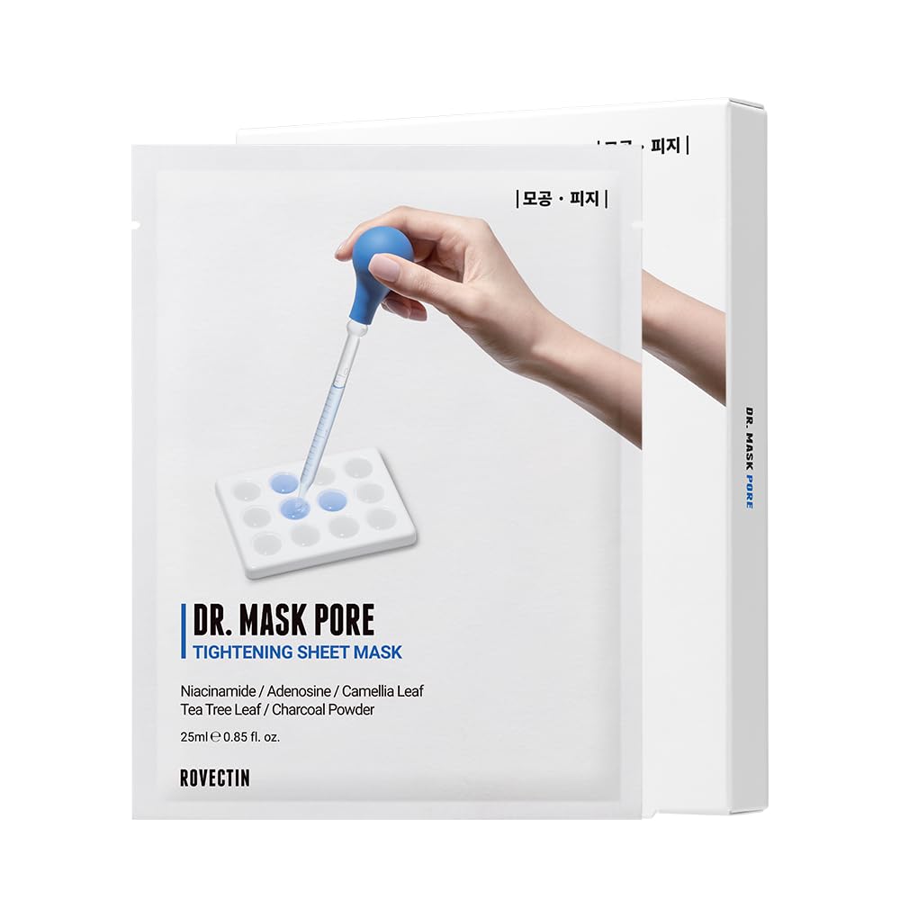 ROVECTIN Dr. Mask Pore Tightening Sheet Mask | Pore Refining & Smoothing Face Mask – Minimizes the Look of Pores, Controls Excess Oil & Improves Skin Texture with Niacinamide