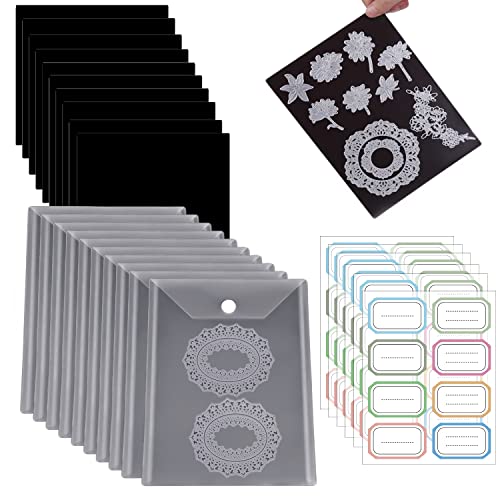 Image of 20Pcs Rubber Magnetic Sheets 0.5mm Thickness with Clear Stamp Die Storage Pockets 48 Label StickerResealable Plastic Storage Pocket Large Envelope Case Cutting Dies Stencil Organizer forCard Making