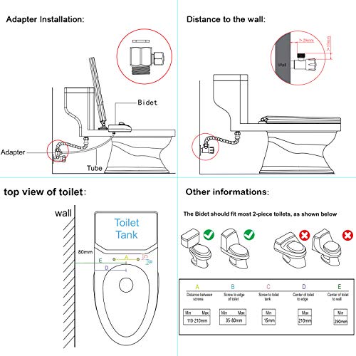 Reboot Non Electric Bidet Toilet Attachment Hot and Cold Self-Wash Manual Fresh Water Spray Bidet Spray with 2 T-Adapter Adjustable Water for Better Hygiene