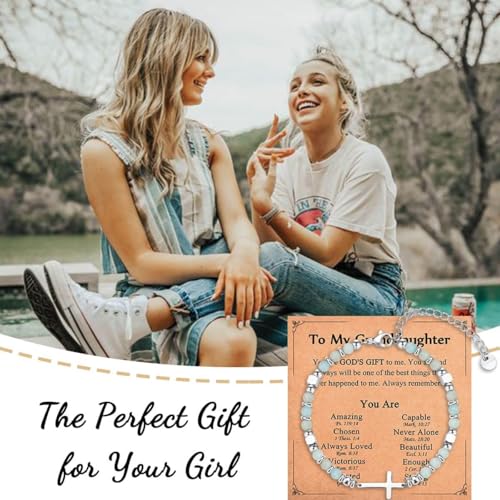 Image of Religious Cross Bracelet for Women Girls, Christian Gifts for Daughter Granddaughter Sister in Christ Friend Niece on Birthday Christmas Easter Valentines Day Graduation