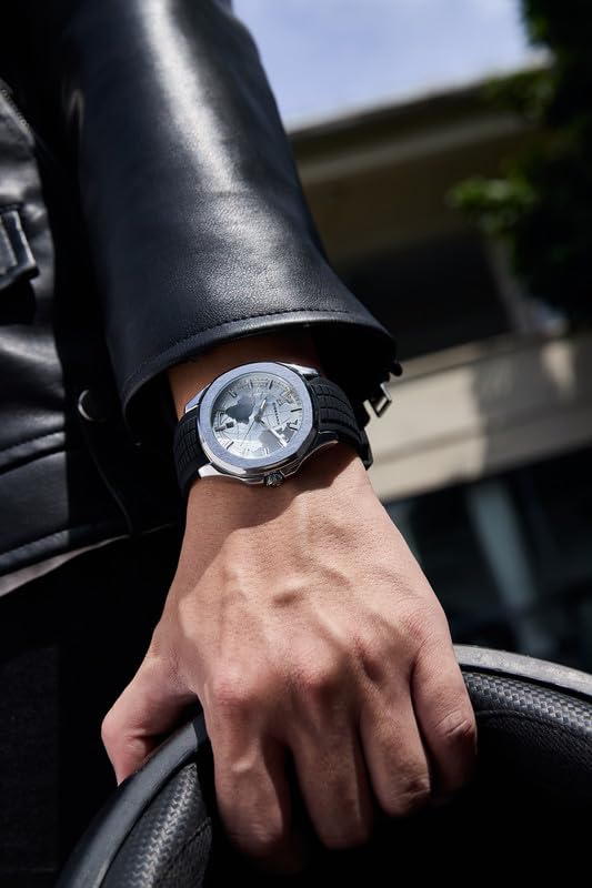 Image of Giordano Stylish World Map Design Analog Watch for Men with Silver Case Round Dial, Textured Silicone Strap, Water Resistant and Date Display Function - GZ-50147