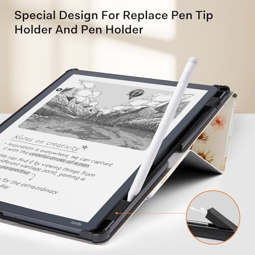 Image of CoBak Case for 11 inch Kindle Scribe 3rd Generation 2025, Kindle Scribe Colorsoft with Two Viewing Angles - All New PU Leather Cover with Auto Sleep Wake, Pen Holder. AntiqueFloralia