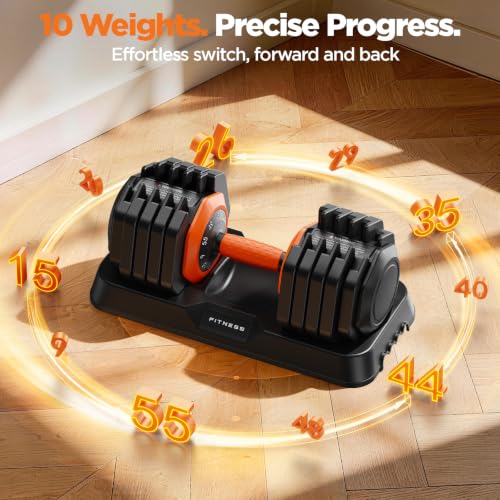 Image of FEIERDUN DB1 QuickDial Adjustable Dumbbell Set, 15-in-1 Adjustable Weights with Storage Box & App, 105lb /52.5lb Quick Change for Drop Set, Superset & HIIT Home Gym, Non-Slip Handles, 3-year Aftersale Service