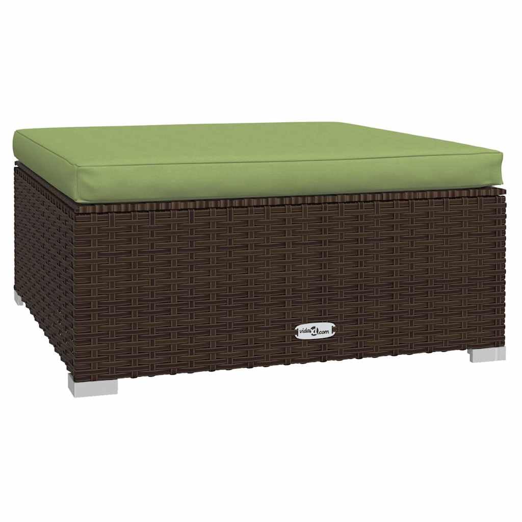 Podnóżek ogrodowy brązowy 70 x 70 x 30 cm polirattan