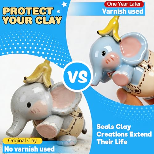 image for lockmio 3.4FL OZ Air Dry Clay Glaze, High Gloss Varnish, Protective Se