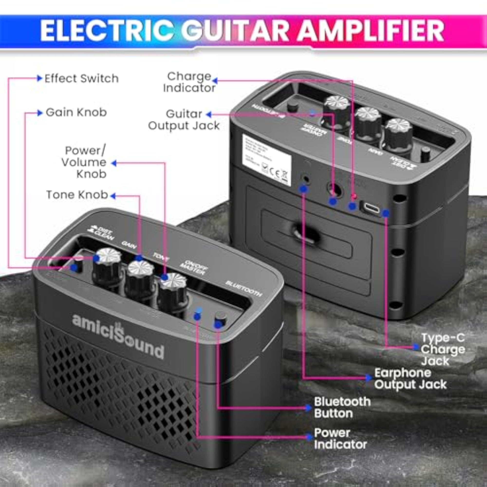 Mini Portable 5W Guitar Amplifier Speaker with USB Cable