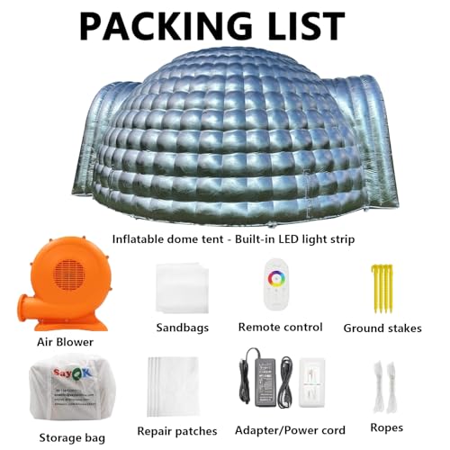 Carpa inflable tipo iglú portátil SAYOK 16.4ft con luces LED miniatura 6