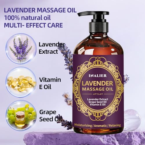 Image of Massage Oil for Massage Therapy,﻿Lavender Oil with Massage Roller Ball & Thumb Saver,SPA Relaxing Oi for Soothing,Massage Kit Spa Gifts for Him Her,Gifts for Men Women