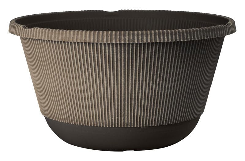 Muddy Hands Set of 2 Garden Planter Bowls – Plastic Herb Planters for Outdoor Plants, Flowers & Herbs – Ribbed Patio & Balcony Planter Bowls – Decorative Outdoor Garden Planters (Spiced Maple)