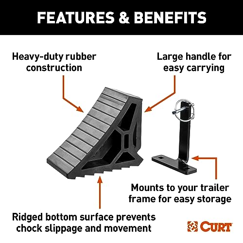 Image of CURT 22803 HD Wheel Chock with Mounting Bracket