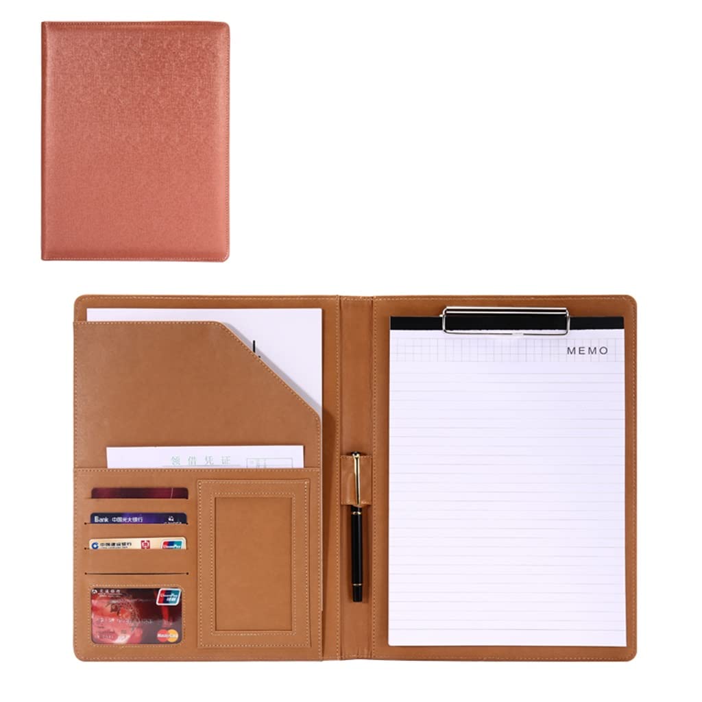 Etui na portfolio A4 Teczka teczkę segregatory organizery ze skórzaną teczką Blok do pisania biznesowa skóry PU konferencję wywiadowczą(Brown,No calculator 2)