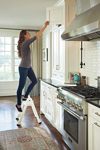 Rubbermaid Two-Step Folding Foot Stool, Small Step Stool, Step Stool for Adults, White