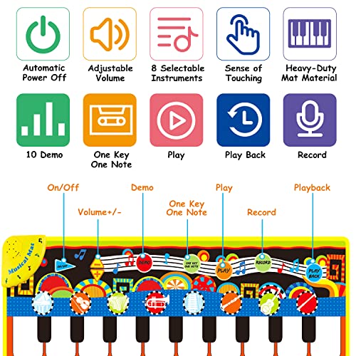 Buluri Pianomat, vroege opvoeding muzikale dansmat, touch pianomat, muziekmat met 5 modi en 8 instrumentgeluiden… - Image 3