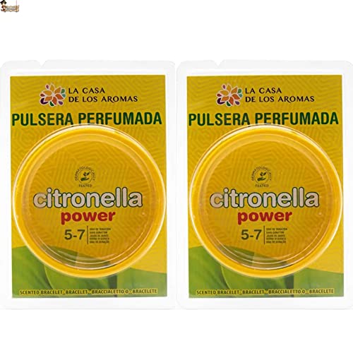 BricoLoco.com Pulsera citronela antimosquitos Adultos y niños. ¡¡Pack 2 uds.!! Repelente Anti Mosquitos con aceites Esenciales. Eficacia hasta 7 días. Interior o Exterior. Diámetro 63 mm. (2)