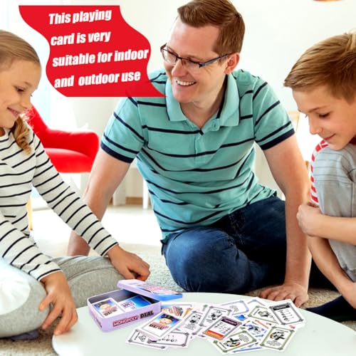 MIFKLMV Schnelles Kartenspiel, Monnopoly Reisespiel, Casual Tabletop Spiel, Unterhaltsame Spiel für Familien und Kinder ab 7 Jahren, Metallbox - A (Blau) – Bild 7