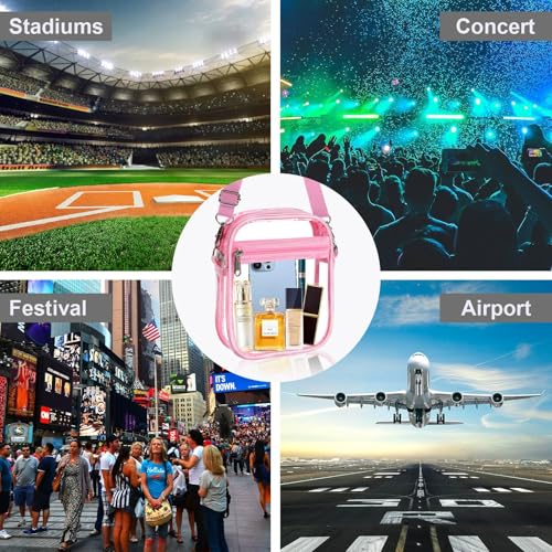 Image of Fibrdoo Clear Crossbody Purse Bag, Clear Bag Stadium Approved with Front Pocket for Concerts Sports Festivals