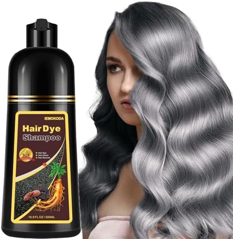 Fvquhvo Silver Gray Hair Dye Shampoo, Hair Color Shampoo for Women Men, Long Lasting Silver Grey Hair Dye, Champu Para Canas, Colors in Minutes, Easy to Use, 16.90 Fl Oz