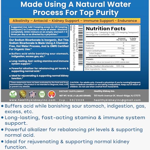 Image of Nature's Sodium Bicarbonate Organic Use Aluminum Free Baking Soda. No Chemical Pure Baking Soda Powder For Health & Wellness. Sodium Bicarbonate 2 lb