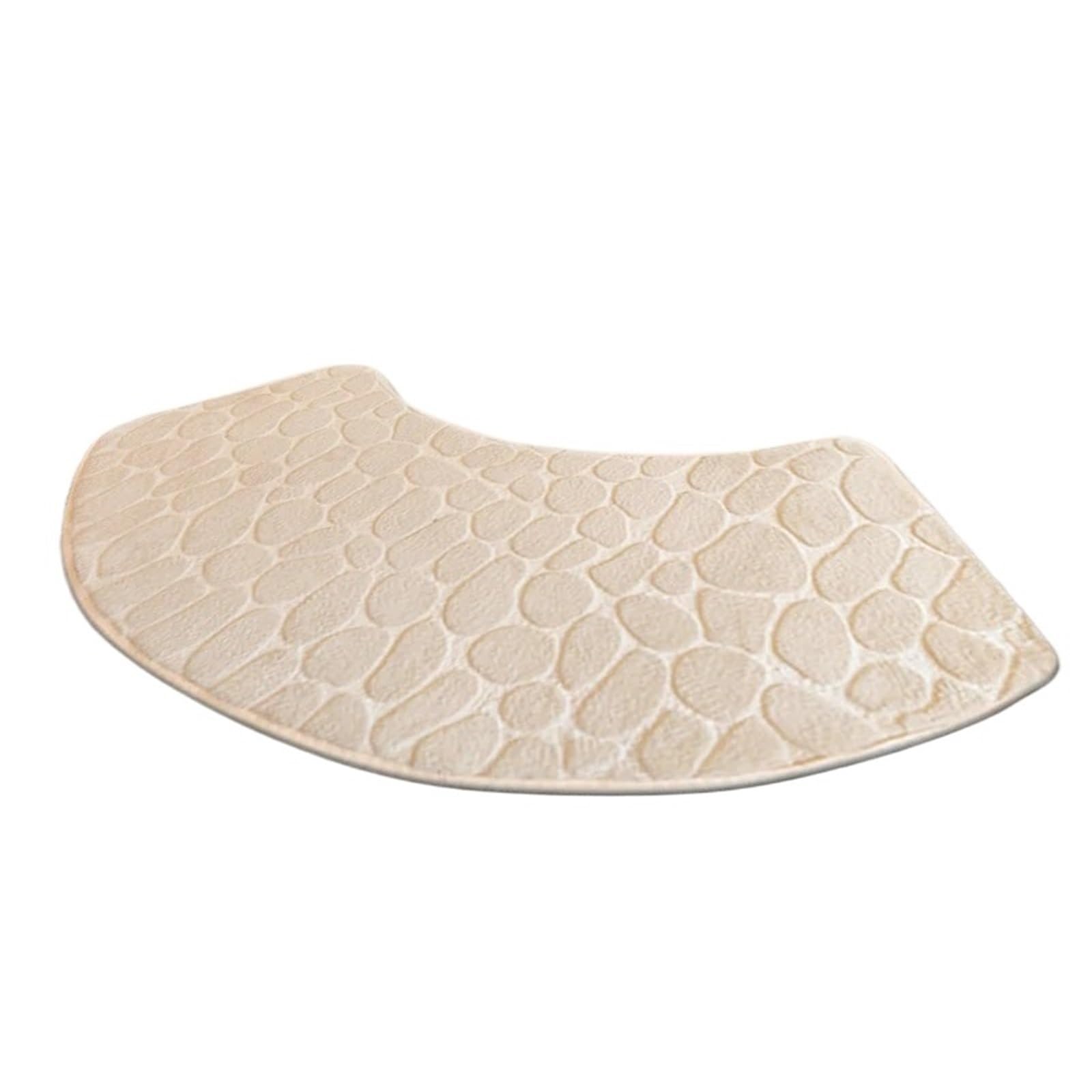 Curved Shower Mat 1PC Curved Scalloped Mat Bathroom Floor Absorbent Floor-Mat Toilet Shower Bath Mats(Beige,100x40cm)